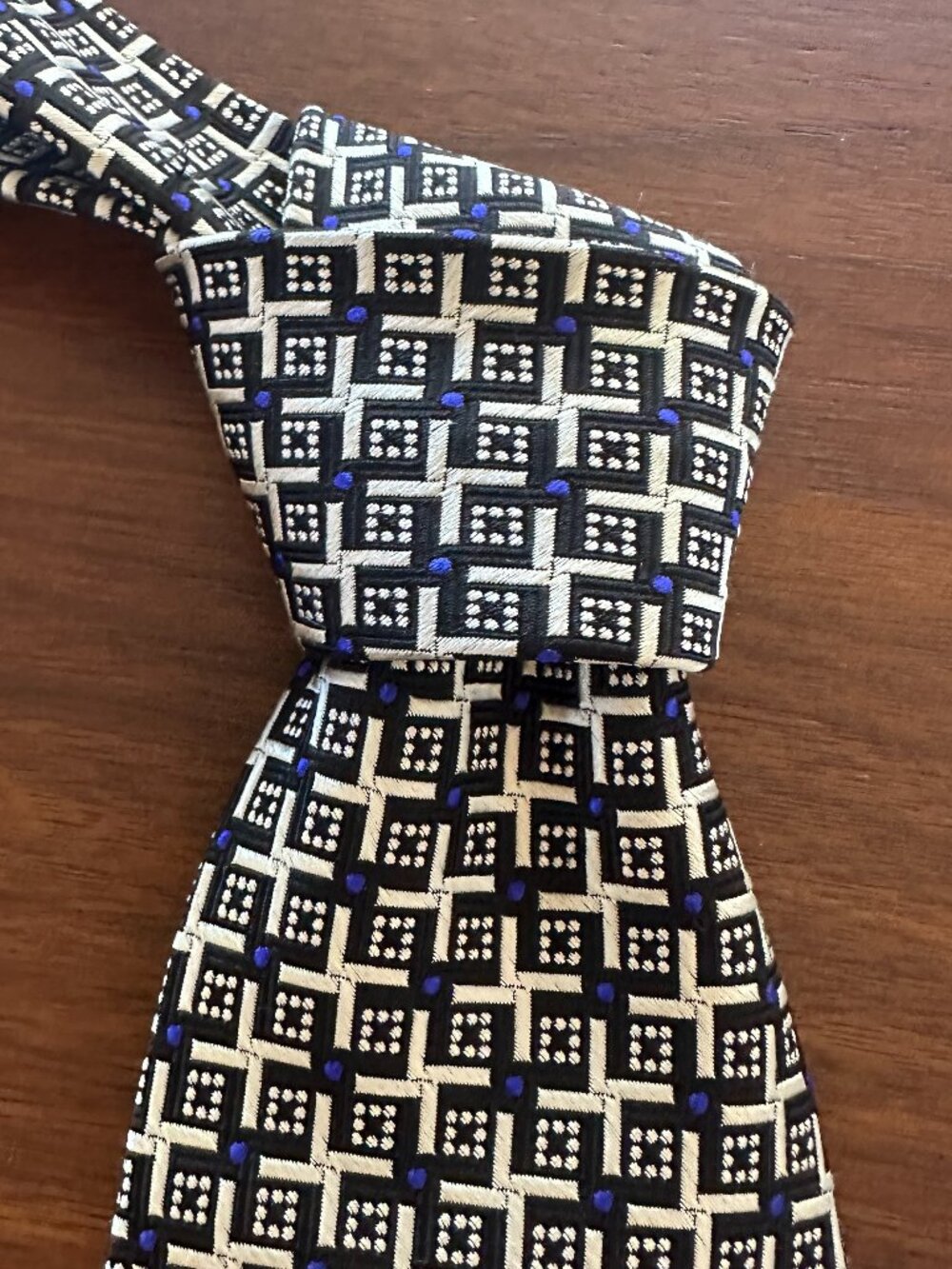 Robert Talbott Best of Class Black Cream Geometric Silk Tie